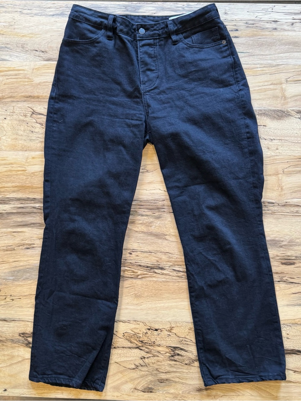 Detroit Denim Co. Slim Straight Black Jeans with Branded Leather Patch